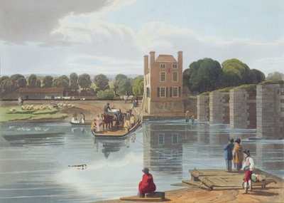 Datchet Ferry, nabij Windsor, gegraveerd door Robert Havell de Jongere, gepubliceerd 1818 door William Havell
