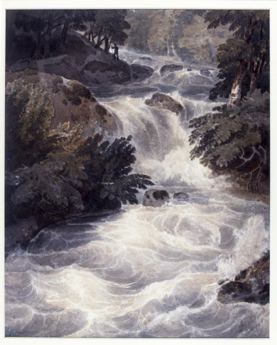 Waterval bij Ambleside, gezien door een raam door William Havell