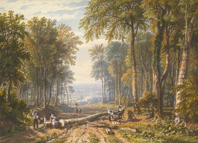 Houthakkers bij Park Place, Henley, de Rivier de Theems op de Achtergrond, ca. 1826 door William Havell