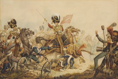 1st Life Guards aanvallende Franse artillerie bij de Slag bij Waterloo in 1815, 1820 door William Heath