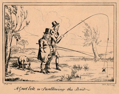 Een goede beet of het aas doorslikken, 1835 door William Heath
