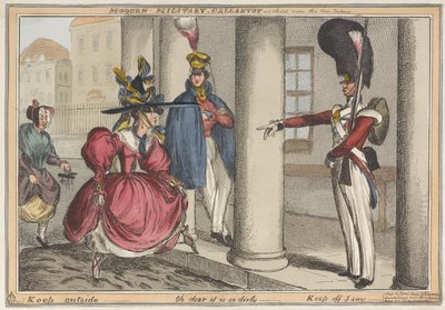 Moderne militaire heldhaftigheid - Een schets bij het Nieuwe Paleis Houd buiten - Oh jee, het is zo vies, c.1829 door William Heath