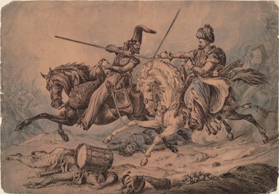 Russische Kozak in gevecht met een Mameluk, 1815 door William Heath