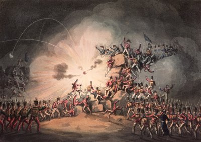 Bestorming van Ciudad Rodrigo, 19 januari 1813, geaquarelleerd door Thomas Sutherland door William Heath