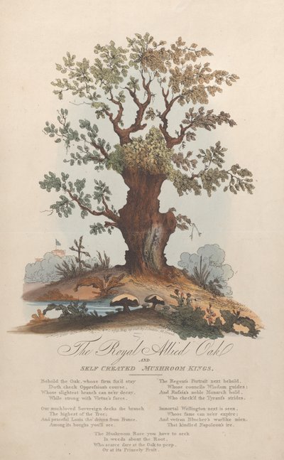De Koninklijke Geallieerde Eik en Zelfgemaakte Paddestoel Koningen, 29 mei 1815 door William Heath