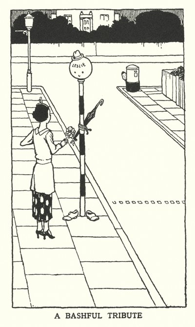 Een verlegen eerbetoon (litho) door William Heath Robinson