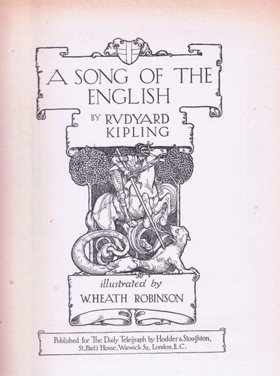 Een lied van de Engelse titelpagina (St. George en de Draak) door William Heath Robinson