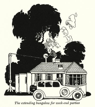 Een uitbreidbare bungalow voor weekendfeesten door William Heath Robinson