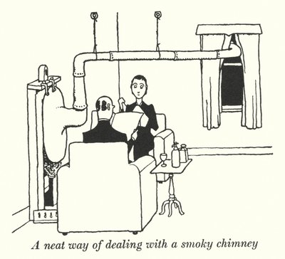 Een nette manier om met een rokerige schoorsteen om te gaan door William Heath Robinson