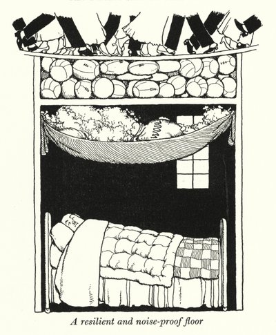 Een veerkrachtige en geluidsdichte vloer door William Heath Robinson