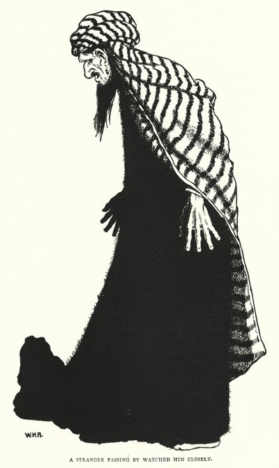 Een vreemdeling die voorbijging keek hem nauwlettend aan (gravure) door William Heath Robinson