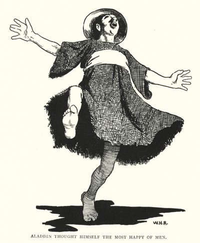 Aladdin dacht dat hij de gelukkigste man ter wereld was door William Heath Robinson