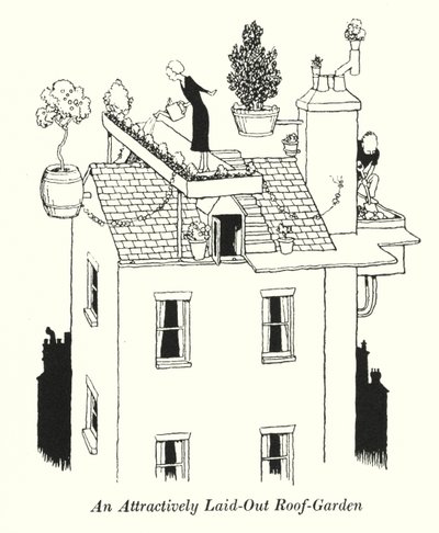 Een aantrekkelijk ingerichte daktuin door William Heath Robinson