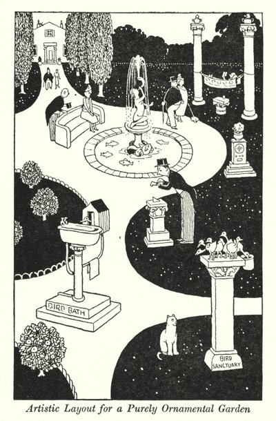 Artistieke Indeling voor een Puur Sierlijke Tuin door William Heath Robinson