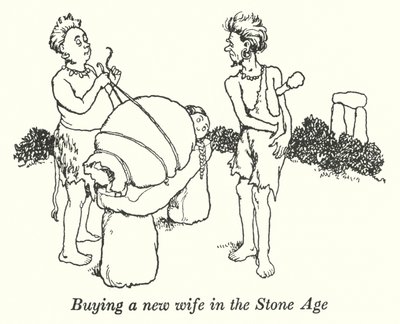 Een nieuwe vrouw kopen in de Steentijd door William Heath Robinson