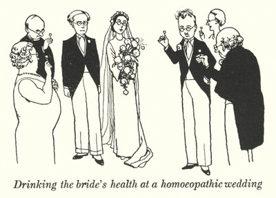 De gezondheid van de bruid drinken op een homeopathische bruiloft door William Heath Robinson