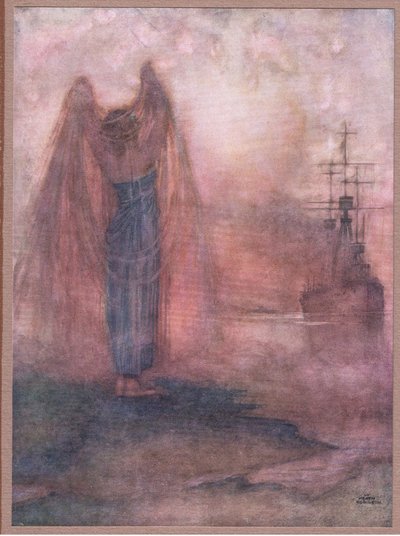 Halifax. In de mist steken mijn beschermende boegen uit door William Heath Robinson