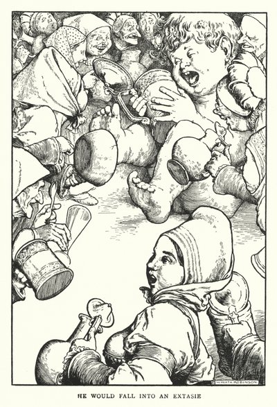 Hij zou in extase raken (litho) door William Heath Robinson