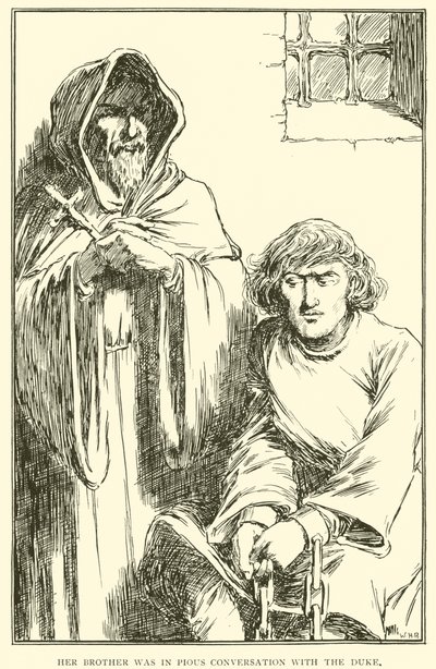 Haar broer was in vrome conversatie met de hertog door William Heath Robinson