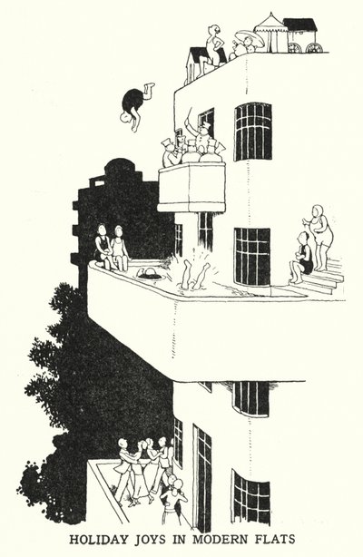 Vakantieplezier in moderne flats door William Heath Robinson