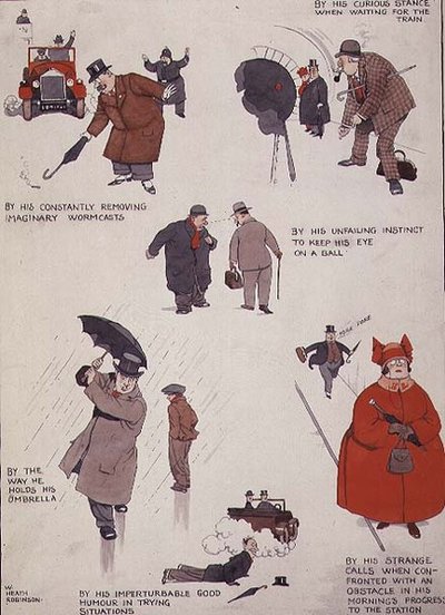 Hoe je je Ware Golfer kunt Onderscheiden van de Gewone Man op Straat door William Heath Robinson