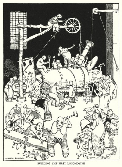 Illustratie voor Railway Ribaldry door W Heath Robinson door William Heath Robinson
