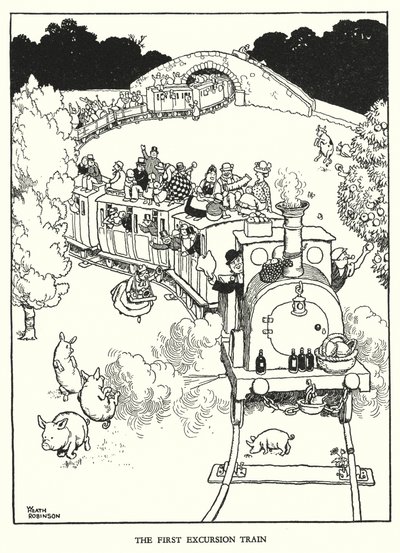 Illustratie voor Railway Ribaldry door W Heath Robinson door William Heath Robinson