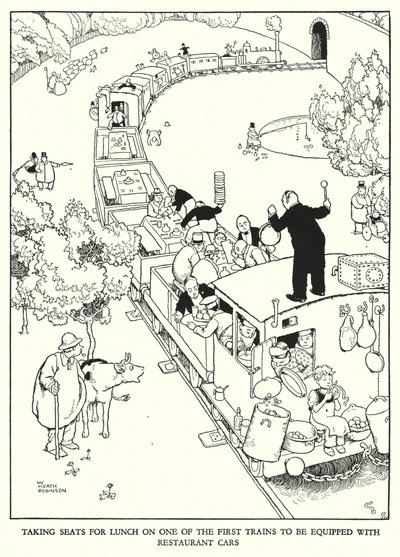Illustratie voor Railway Ribaldry door W Heath Robinson door William Heath Robinson