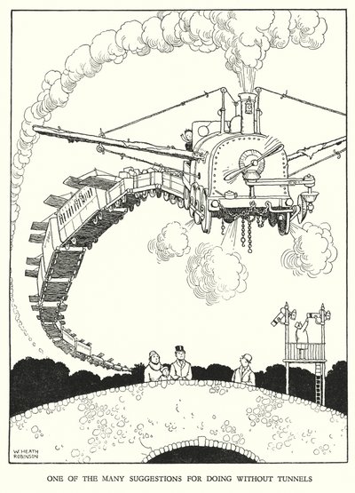 Illustratie voor Railway Ribaldry door W Heath Robinson door William Heath Robinson