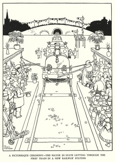 Illustratie voor Railway Ribaldry door W Heath Robinson door William Heath Robinson