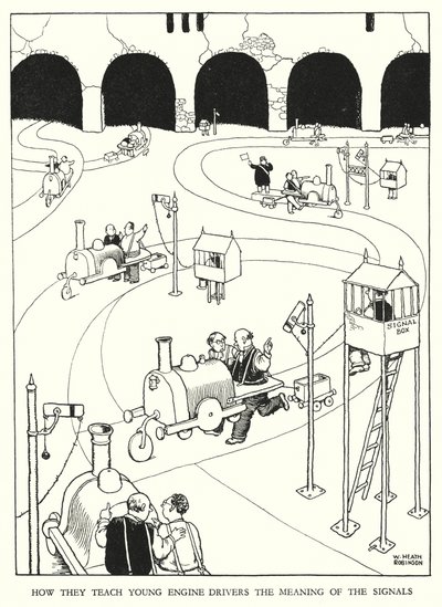 Illustratie voor Railway Ribaldry door W Heath Robinson door William Heath Robinson