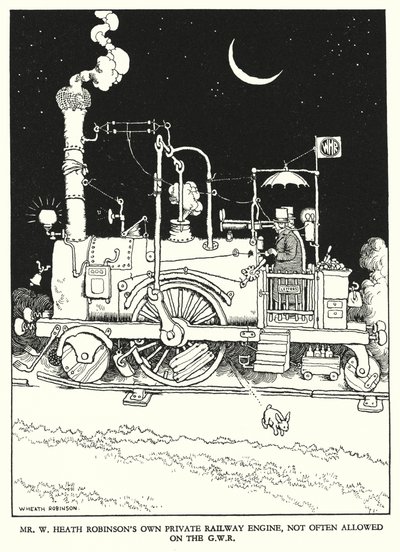 Illustratie voor Railway Ribaldry door W Heath Robinson door William Heath Robinson