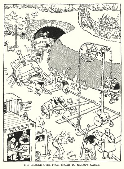 Illustratie voor Railway Ribaldry door W Heath Robinson door William Heath Robinson