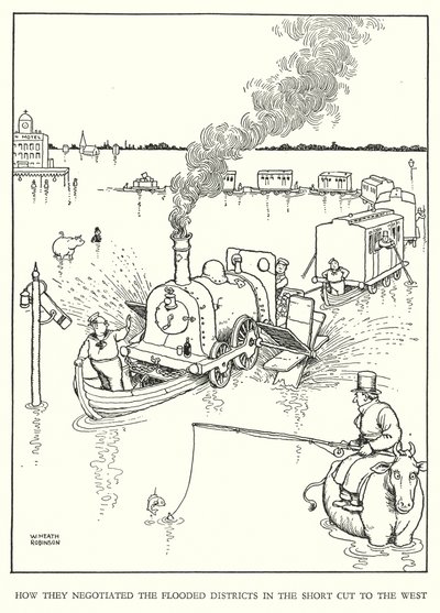 Illustratie voor Railway Ribaldry door W Heath Robinson door William Heath Robinson