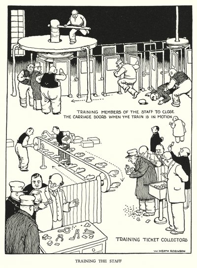Illustratie voor Railway Ribaldry door W Heath Robinson door William Heath Robinson