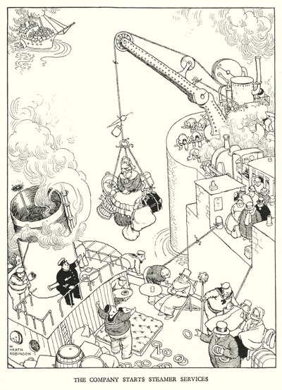 Illustratie voor Railway Ribaldry door W Heath Robinson door William Heath Robinson