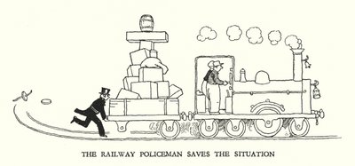 Illustratie voor Railway Ribaldry door W Heath Robinson door William Heath Robinson
