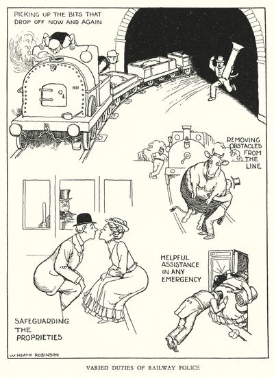 Illustratie voor Railway Ribaldry door W Heath Robinson door William Heath Robinson
