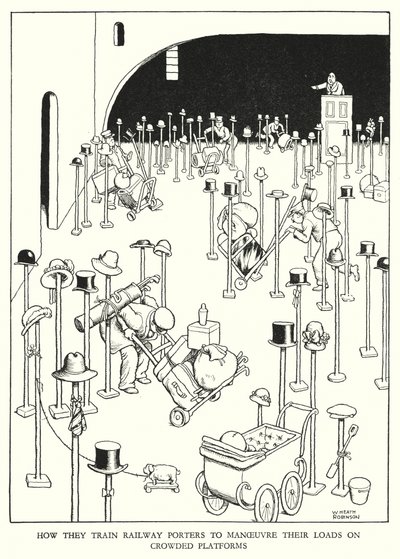 Illustratie voor Railway Ribaldry door W Heath Robinson door William Heath Robinson