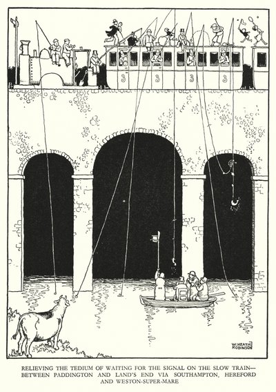 Illustratie voor Railway Ribaldry door W Heath Robinson door William Heath Robinson