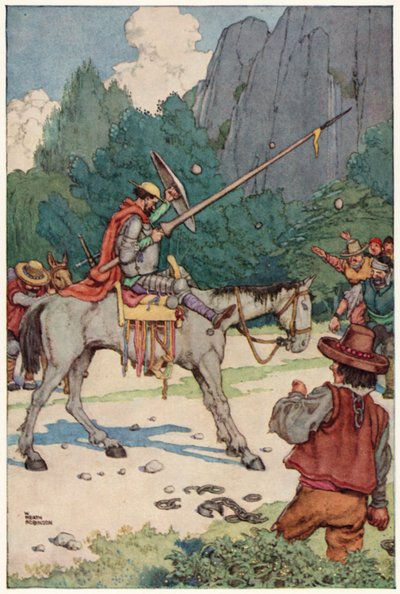 Illustratie voor De Avonturen van Don Quichot door William Heath Robinson