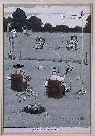 Lawn Tennis voor de Middelbare Leeftijd door William Heath Robinson