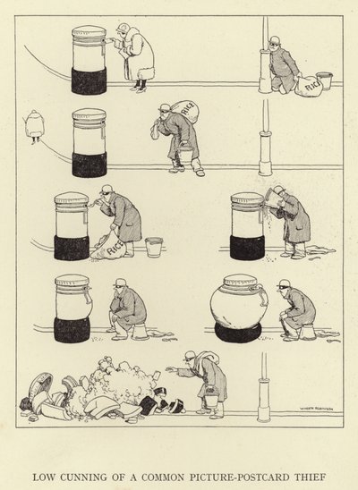 Laag geslepen van een gewone ansichtkaartdief door William Heath Robinson