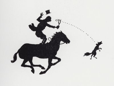 Man op paard katapulteert vos door William Heath Robinson