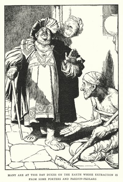 Velen zijn tegenwoordig Hertogen op aarde wiens afkomst van sommige dragers en pardon-verkopers is (litho) door William Heath Robinson