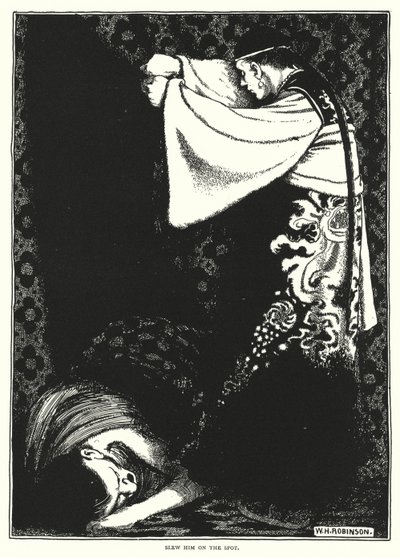 Doodde hem ter plekke (gravure) door William Heath Robinson