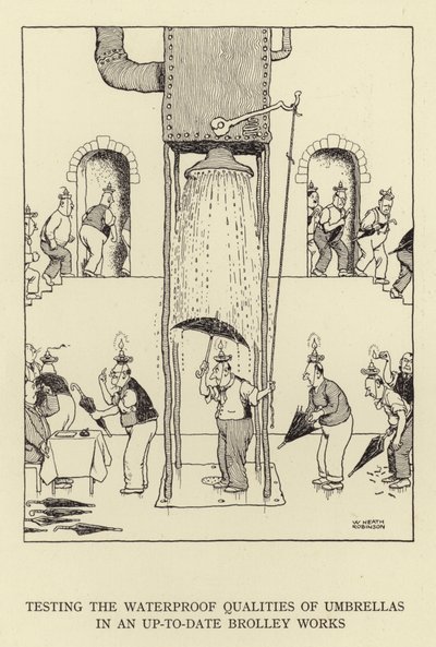 Testen van de waterdichte kwaliteiten van paraplu