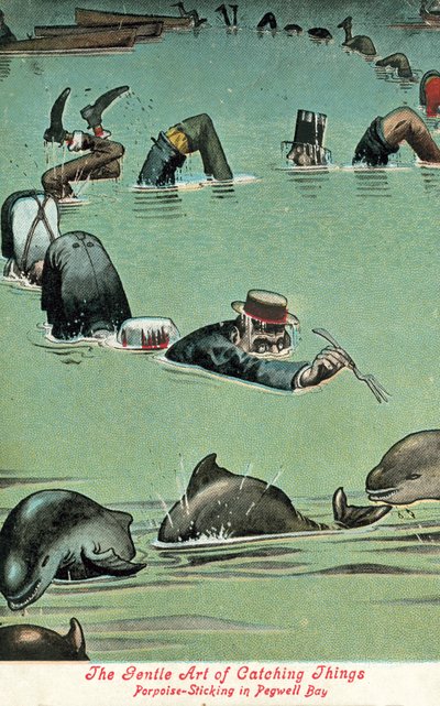 De kunst van het vangen van dingen - bruinvissen steken in Pegwell Bay door William Heath Robinson