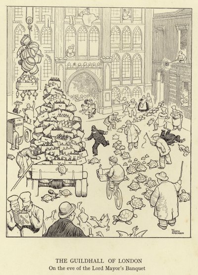 De Guildhall van Londen, aan de vooravond van het Lord Mayor