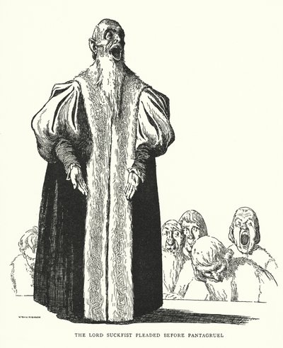 De Heer Suckfist pleitte voor Pantagruel door William Heath Robinson